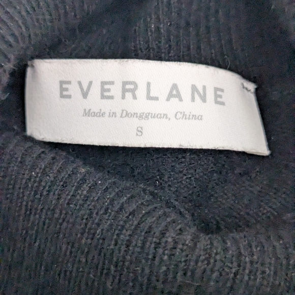 Everlane 100% Cashmere Black Mini Sweater Dress Turtleneck Long Sleeve Winter S - Picture 9 of 10